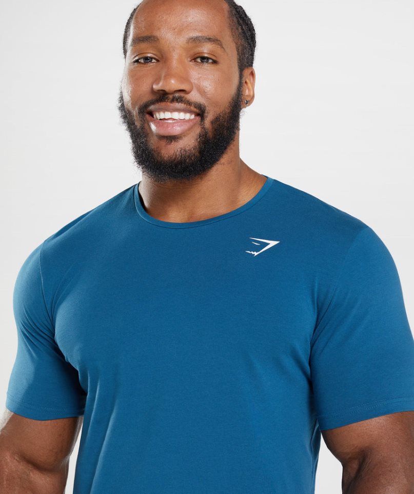 Men's Gymshark Essential T-Shirts Blue | CA 3N680A